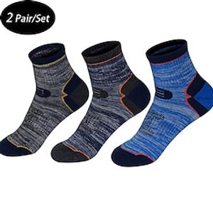2 Pairs Men's Crew Socks Running Socks Royal Blue Dark Blue Hiking Socks Color Block Sneaker Socks Sports Outdoor Casual Daily Four Season Stylish Classic miniinthebox