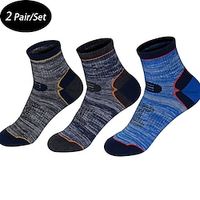 2 Pairs Men's Crew Socks Running Socks Royal Blue Dark Blue Hiking Socks Color Block Sneaker Socks Sports Outdoor Casual Daily Four Season Stylish Classic miniinthebox - thumbnail