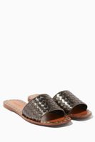 Silver Metallic Ravello Leather Slides Silver Metallic Ravello Leather Slides