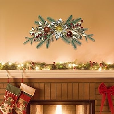 Christmas Wreath Christmas Garland Front Door Luxury Rattan Wreath Pinecones Ornament Balls Red Berry Hanging Wall Window Decoration Winter Wreath for Front Door Wreath miniinthebox