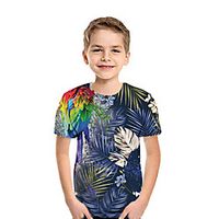 Kids Boys' T shirt Tee Short Sleeve Graphic Print Royal Blue Children Tops Summer Active Regular Fit 3-13 Years miniinthebox - thumbnail