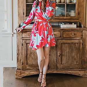 Women's A Line Dress Knee Length Dress Red Long Sleeve Solid Color Spring Summer Casual / Daily 2021 S M L XL XXL miniinthebox