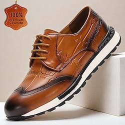 Men's Sneakers Formal Shoes Dress Shoes Leather Italian Full-Grain Cowhide Comfortable Slip Resistant Lace-up Brown Lightinthebox
