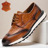 Men's Sneakers Formal Shoes Dress Shoes Leather Italian Full-Grain Cowhide Comfortable Slip Resistant Lace-up Brown Lightinthebox - thumbnail