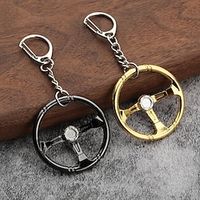 Novelty Car Steering Wheel Keychain Zinc Alloy Keyring Key Fob Pendant Lightinthebox - thumbnail