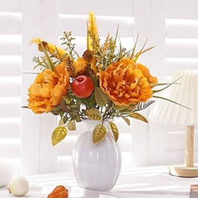 Autumn And Winter Bedroom Decoration Diy Flower Decoration For Home And Desktop Artificial Peony Flower Simulation Apple Bouquet Wedding Party Bouquet miniinthebox