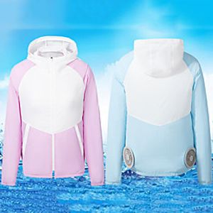 Men's Women's Hoodie Jacket Hiking Jacket Summer Cooling Fan Jacket Windbreaker Cycling Fishing Coat Top USB Power Supply Camping Running Bike Air Conditioning Clothes Lightinthebox