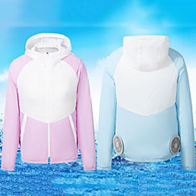 Men's Women's Hoodie Jacket Hiking Jacket Summer Cooling Fan Jacket Windbreaker Cycling Fishing Coat Top USB Power Supply Camping Running Bike Air Conditioning Clothes Lightinthebox