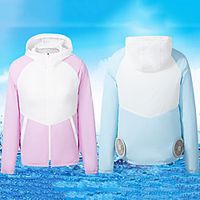 Men's Women's Hoodie Jacket Hiking Jacket Summer Cooling Fan Jacket Windbreaker Cycling Fishing Coat Top USB Power Supply Camping Running Bike Air Conditioning Clothes Lightinthebox - thumbnail