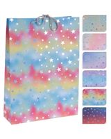 Homesmiths Christmas Gift Bag Medium Star 6 Assorted Colors 1 Piece