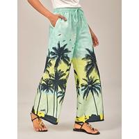 Beach Palm Tree Silhouette Wide Legged Pants