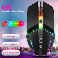 Optical Gaming Mouse Led Breathing Light 800/1200/1600 dpi 3 Adjustable DPI Levels 4 pcs Keys miniinthebox - thumbnail