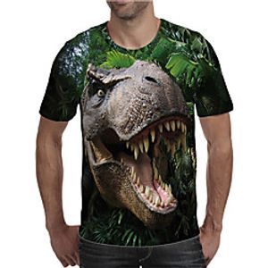 Men's T shirt Shirt 3D Print Graphic Animal Plus Size Print Short Sleeve Daily Tops Elegant Exaggerated Round Neck Green miniinthebox