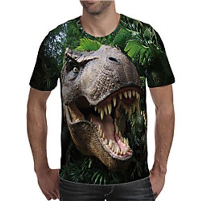 Men's T shirt Shirt 3D Print Graphic Animal Plus Size Print Short Sleeve Daily Tops Elegant Exaggerated Round Neck Green miniinthebox