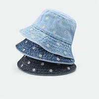 Women's Hat Bucket Hat Sun Hat Portable Sun Protection Outdoor Daily Weekend Embroidery Daisy Lightinthebox