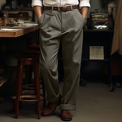 Men's Trousers Chinos Chino Pants Pleated Pants Pocket Plain Comfort Breathable Outdoor Daily Going out Cotton Blend Fashion Casual Black Army Green miniinthebox Men's Trousers Chinos Chino Pants Pleated Pants Pocket Plain Comfort Breathable Outdoor Daily Going out Cotton Blend Fashion Casual Black Army Green miniinthebox