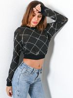 Casual Plaid Print Patchwork Long Sleeve O-neck Women T-shirts