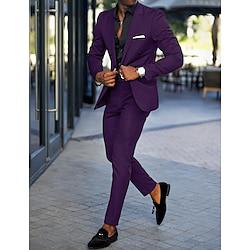 Black Burgundy Purple Men's Wedding Suits Solid Colored 2 Piece Business Formal WorkWear Tailored Fit Double Breasted Six-buttons 2024 Lightinthebox