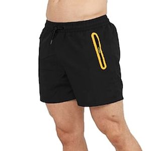 Men's Shorts Sunday Shorts Sports Going out Weekend Running Casual Drawstring Elastic Waist Plain Knee Length Gymnatics Activewear Black Yellow Micro-elastic Lightinthebox