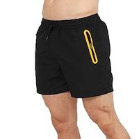 Men's Shorts Sunday Shorts Sports Going out Weekend Running Casual Drawstring Elastic Waist Plain Knee Length Gymnatics Activewear Black Yellow Micro-elastic Lightinthebox - thumbnail