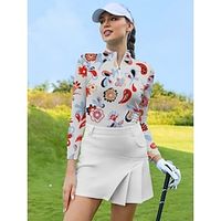Women's Golf Polo Shirt White Long Sleeve Top Fall Winter Ladies Golf Attire Clothes Outfits Wear Apparel miniinthebox
