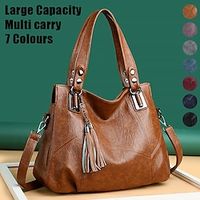 Women's Handbag Crossbody Bag Shoulder Bag Boston Bag PU Leather Shopping Daily Holiday Pendant Tassel Zipper Large Capacity Durable Multi Carry Solid Color Lake blue Black Yellow miniinthebox - thumbnail