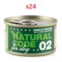 Natural Code Beef & Vegetables Cooking Water Wet Dog Food 90G (Pack of 24)