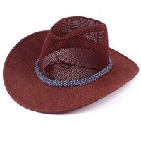 Mens Mesh Breathable Wide Brim Fedora Jazz Hat Outdoor Casual Beach Sun Flax Panama Caps