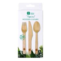 Talking Tables Tropical Fiesta Wooden Cutlery 6 Place Settings Fork/Knife/Spoon (Set of 6)