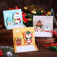 3D Three-dimensional Christmas Greeting Card Creative Folding Cartoon Holiday Blessing Handwritten Message Blank Card, Small Business Supplies, Thank You Cards, Birthday Gift, Cards, Unusual Items, Gift Cards, Navidad miniinthebox - thumbnail