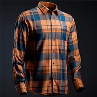 Plaid  Check Business Men's Shirt Daily Wear Going out Spring Turndown Long Sleeve Blue, Orange, Green S, M, L 4-Way Stretch Fabric Shirt Lightinthebox - thumbnail
