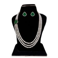 Sri Jagdamba Pearls Badari 3 Lines Pearl Set - JPSEP-22-90