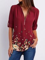 Casual Zipper Print T-shirt