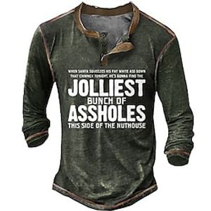 Graphic Letter Patchwork Daily Casual Vintage Retro Men's 3D Print Henley Shirt Casual Holiday Going out T shirt Black Navy Blue Army Green Long Sleeve Henley Shirt Spring   Fall Clothing Apparel S Lightinthebox