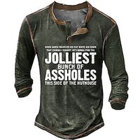 Graphic Letter Patchwork Daily Casual Vintage Retro Men's 3D Print Henley Shirt Casual Holiday Going out T shirt Black Navy Blue Army Green Long Sleeve Henley Shirt Spring   Fall Clothing Apparel S Lightinthebox - thumbnail