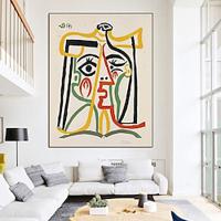 Pablo Picasso oil painting Handmade Pablo Picasso Tete de femme Oil Painting Hand Painted Vertical Famous Pablo Picasso People Vintage Modern painting Lightinthebox - thumbnail