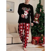 Men's Christmas Pajamas Sleepwear Pajama Set Pajama Top and Pant 2 Pieces Plaid Elk Stylish Casual Comfort Home Christmas Daily Cotton Blend Comfort Soft Crew Neck Long Sleeve T shirt Tee Pant Lightinthebox - thumbnail
