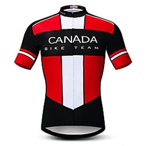 21Grams Men's Short Sleeve Cycling Jersey Summer Spandex Polyester Black  Red Stripes Canada Bike Jersey Top Mountain Bike MTB Road Bike Cycling Quick Dry Moisture Wicking Breathable Sports Clothing Lightinthebox