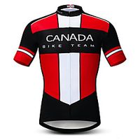 21Grams Men's Short Sleeve Cycling Jersey Summer Spandex Polyester Black  Red Stripes Canada Bike Jersey Top Mountain Bike MTB Road Bike Cycling Quick Dry Moisture Wicking Breathable Sports Clothing Lightinthebox - thumbnail