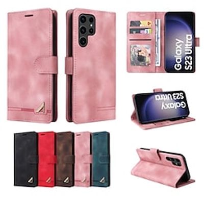Phone Case For Samsung Galaxy Wallet Case S23 S22 S21 S20 Plus Ultra A14 A34 A54 A73 A53 A33 Note 20 Ultra 10 Plus A71 A12 A72 A32 A52 A13 5G Wallet Full Body Protective Anti-Scratch Solid Colored miniinthebox