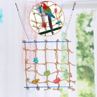 Parrot Parakeet Budgie Bird Pet Chew Rope Swing Ladder Hanging Toys Climbing Net - thumbnail