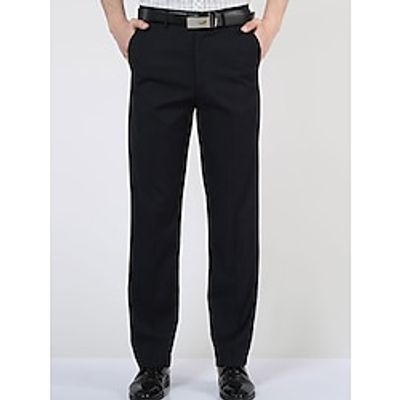 Men's Dress Pants Trousers Suit Pants Pocket Plain Comfort Breathable Outdoor Daily Going out Fashion Casual Black Blue miniinthebox
