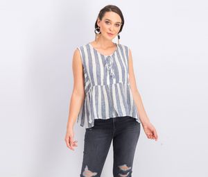 Womens Stripe Sleeveless Top  Navy/Off White
