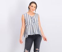 Womens Stripe Sleeveless Top  Navy/Off White - thumbnail