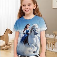Girls' 3D Princess Tee Shirt Short Sleeve 3D Print Summer Active Fashion Cute Polyester Kids 3-12 Years Crew Neck Outdoor Casual Daily Regular Fit Lightinthebox - thumbnail