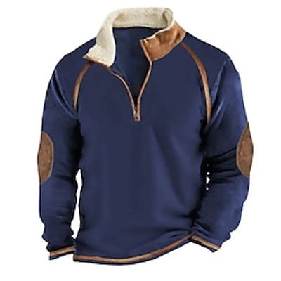 Men's Sweatshirt Quarter Zip Sweatshirt Blue Standing Collar Plain Patchwork Sports Outdoor Daily Holiday Streetwear Basic Casual Fall Winter Clothing Apparel Hoodies Sweatshirts miniinthebox Men's Sweatshirt Quarter Zip Sweatshirt Blue Standing Collar Plain Patchwork Sports Outdoor Daily Holiday Streetwear Basic Casual Fall Winter Clothing Apparel Hoodies Sweatshirts miniinthebox