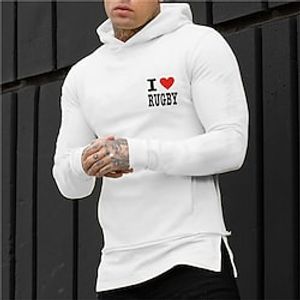 Men's Pullover Hoodie Sweatshirt White Hooded Graphic Letter Print Sports  Outdoor Daily Sports Hot Stamping Basic Cool Designer Fall Spring Clothing Apparel Hoodies Sweatshirts  Long Sleeve miniinthebox