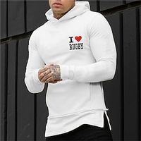 Men's Pullover Hoodie Sweatshirt White Hooded Graphic Letter Print Sports  Outdoor Daily Sports Hot Stamping Basic Cool Designer Fall Spring Clothing Apparel Hoodies Sweatshirts  Long Sleeve miniinthebox - thumbnail