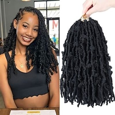 6 Packs 12 Inch Butterfly Faux Locs Crochet Hair for Black Women Distressed Faux Locs Pre looped Pre-twisted Braids miniinthebox