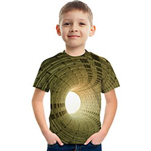 Kids Boys' T shirt Tee Short Sleeve Graphic Optical Illusion Color Block Rainbow Children Tops Summer Active Streetwear Sports 3-12 Years miniinthebox